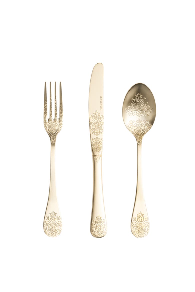 Dume Patterned Stainless Steel Dessert Knife Set of 4, Alternate, color, Champagne
