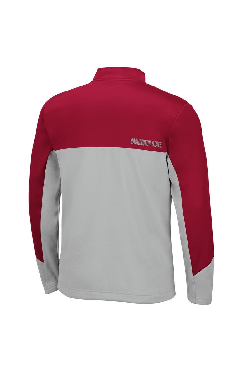 COLOSSEUM Men's Colosseum Crimson/Gray Washington State Cougars Triple Dog Dare Quarter-Zip Jacket, Alternate, color, 