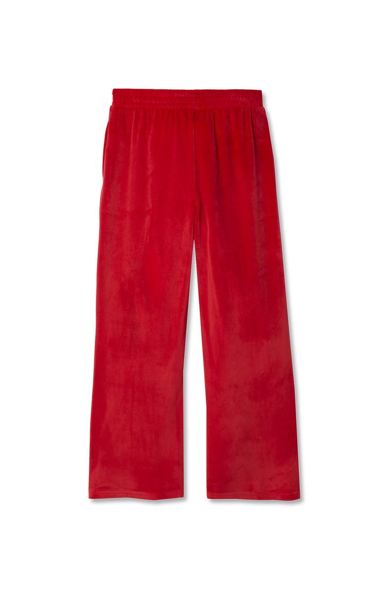 Lands' End Girls Wide Leg Velour Pants, Alternate, color, Apple Red