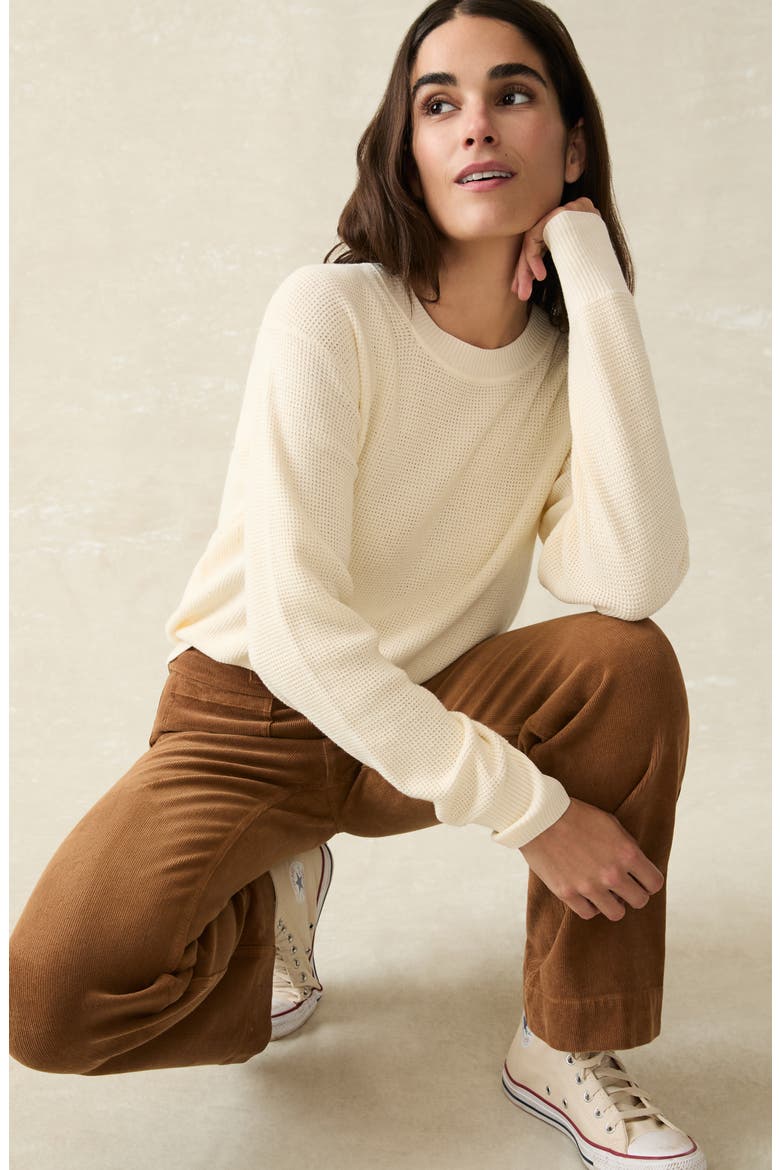 Sunwash Organic Cotton Crewneck Sweater, Alternate, color, WHITE SHELL