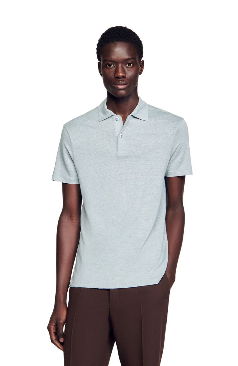 SANDRO Linen polo shirt, Alternate, color, 