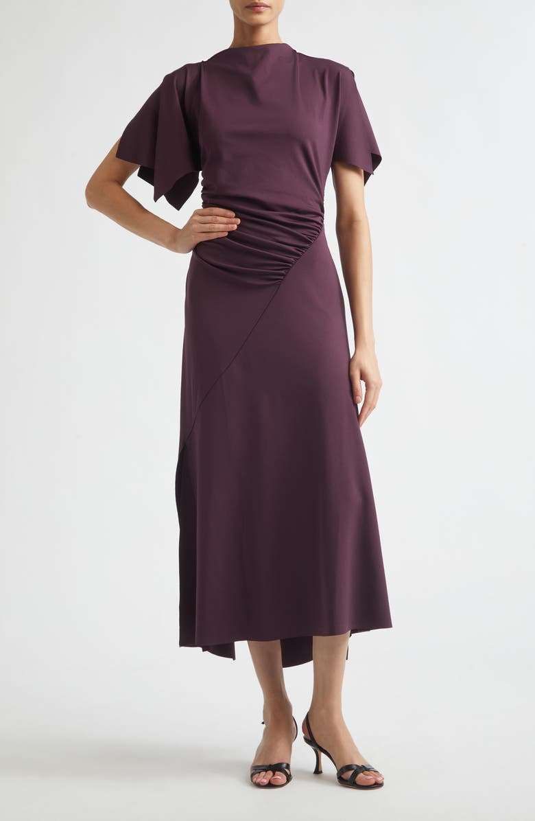 Victoria Beckham Blousey Midi Dress, Main, color, Black Currant