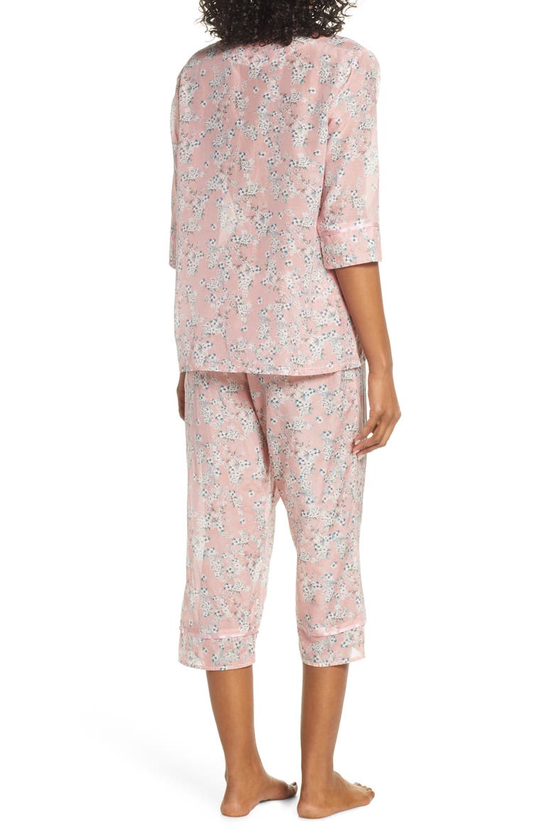 Isabelle Cotton & Silk Crop Pajamas, Alternate, color, DARK PINK