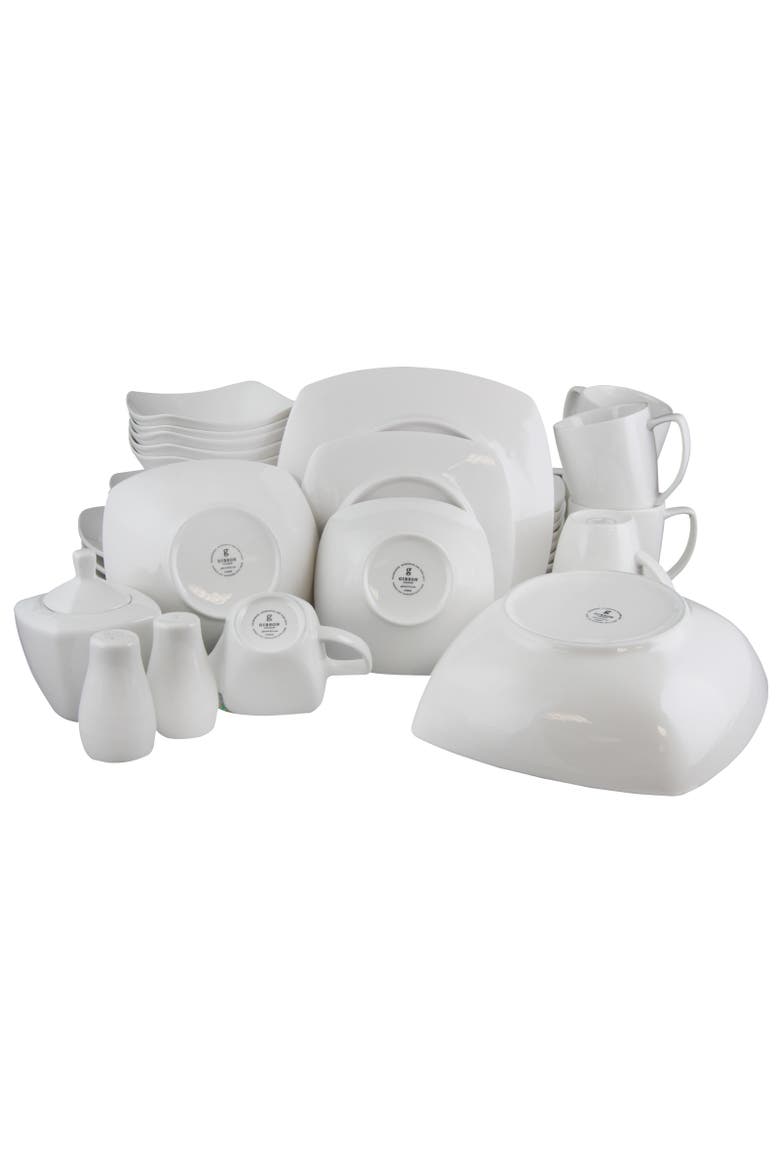 Hagen Square Dinnerware Set , Set of 30, Alternate, color, White