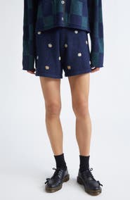 YanYan Daisy Embroidered Lambswool Sweater Shorts
