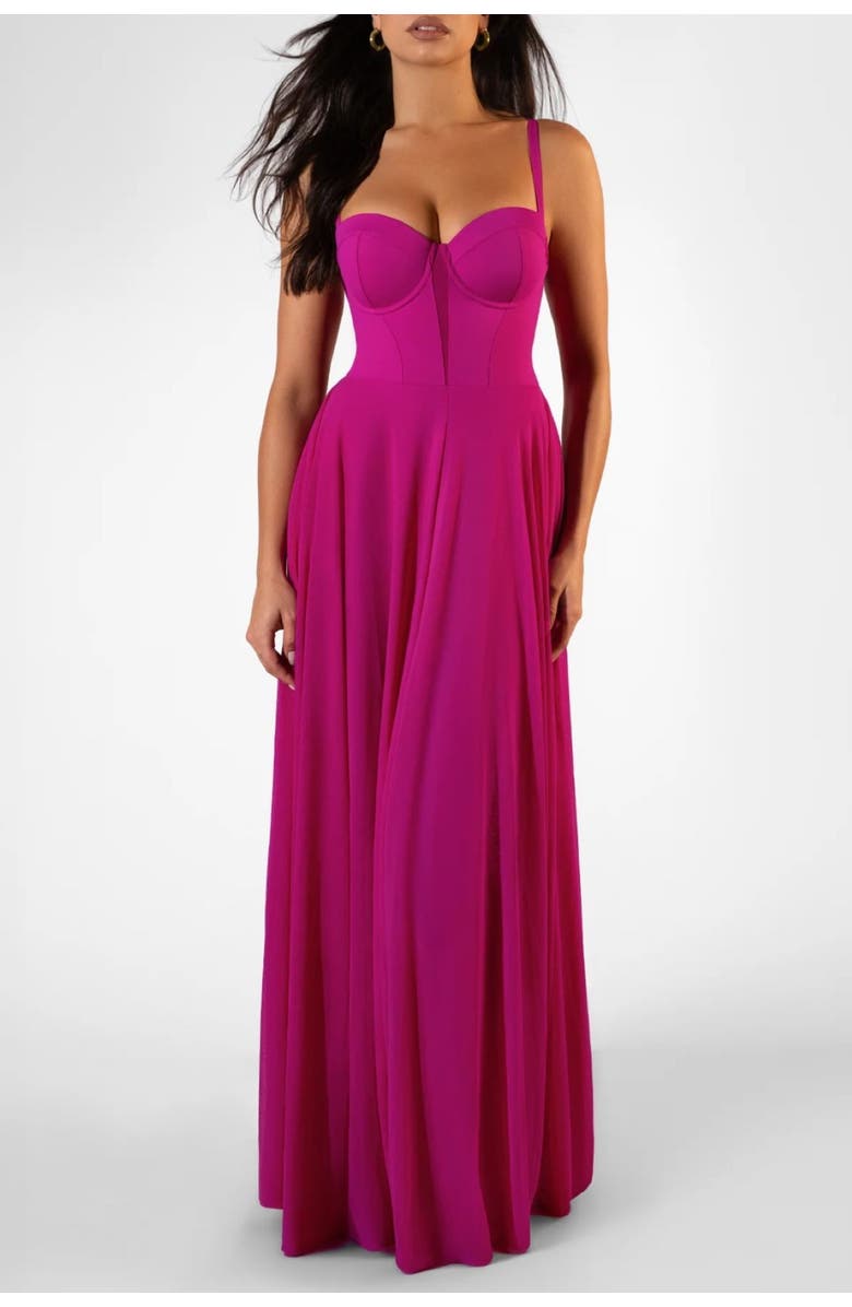 TA3 Mega Sculpting Push-Up Maxi Dress, Main, color, Electric Fuchsia