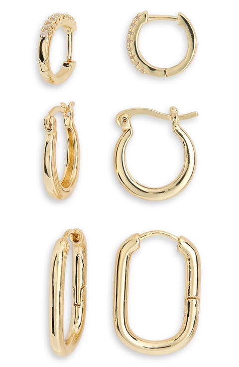 Demi Fine Set of 3 Cubic Zirconia Huggie Hoop Earrings