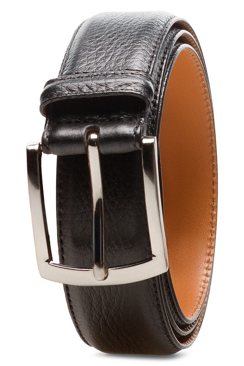 Tanner Tumbled Leather Belt, Main, color, TEXTURE BROWN
