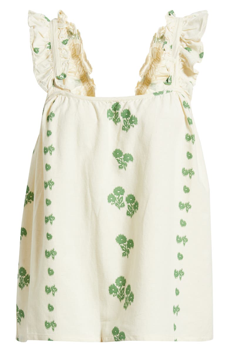 VERO MODA Pamela Floral Ruffle Strap Tank, Alternate, color, Cloud Dancer Detail