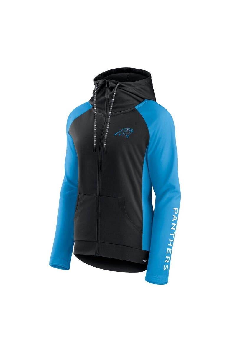 FANATICS Women's Fanatics Branded Black/Blue Carolina Panthers End Around Lightweight Raglan Full-Zip Hoodie Jacket, Alternate, color, 