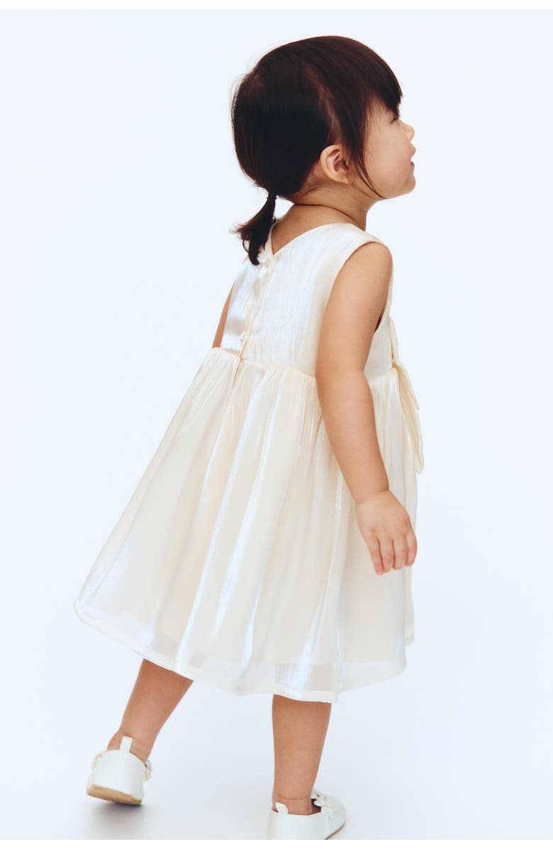 H&M Bow-detail Organza Dress, Alternate, color, Cream