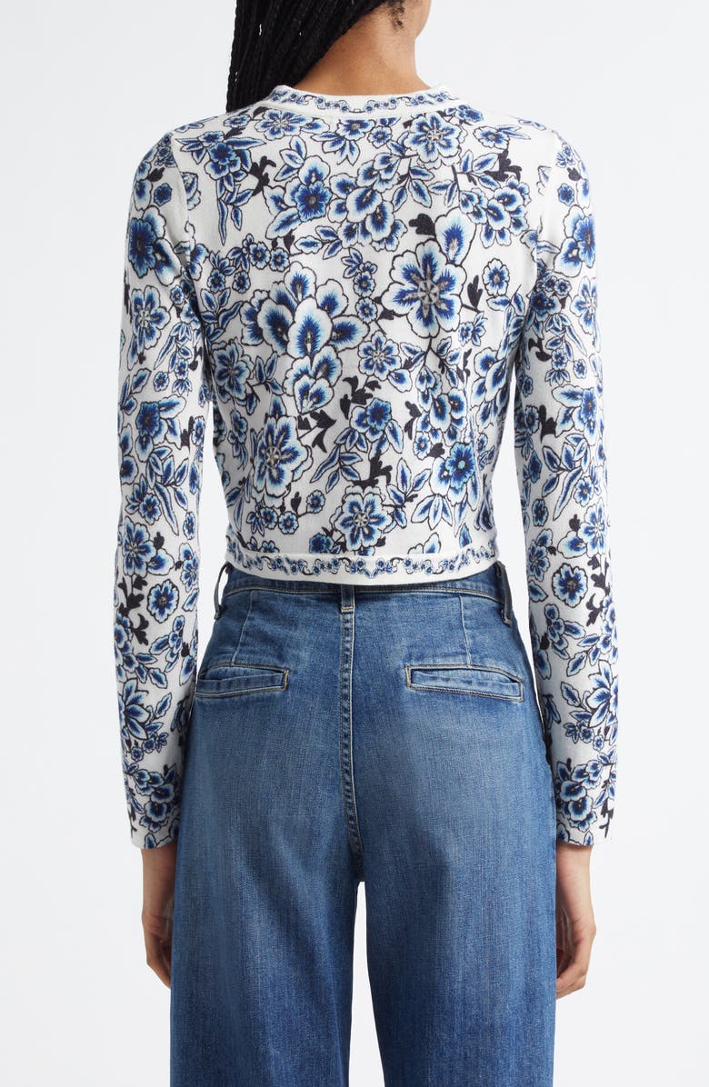 Alice + Olivia Carson Floral Cotton Blend Cardigan, Alternate, color, 