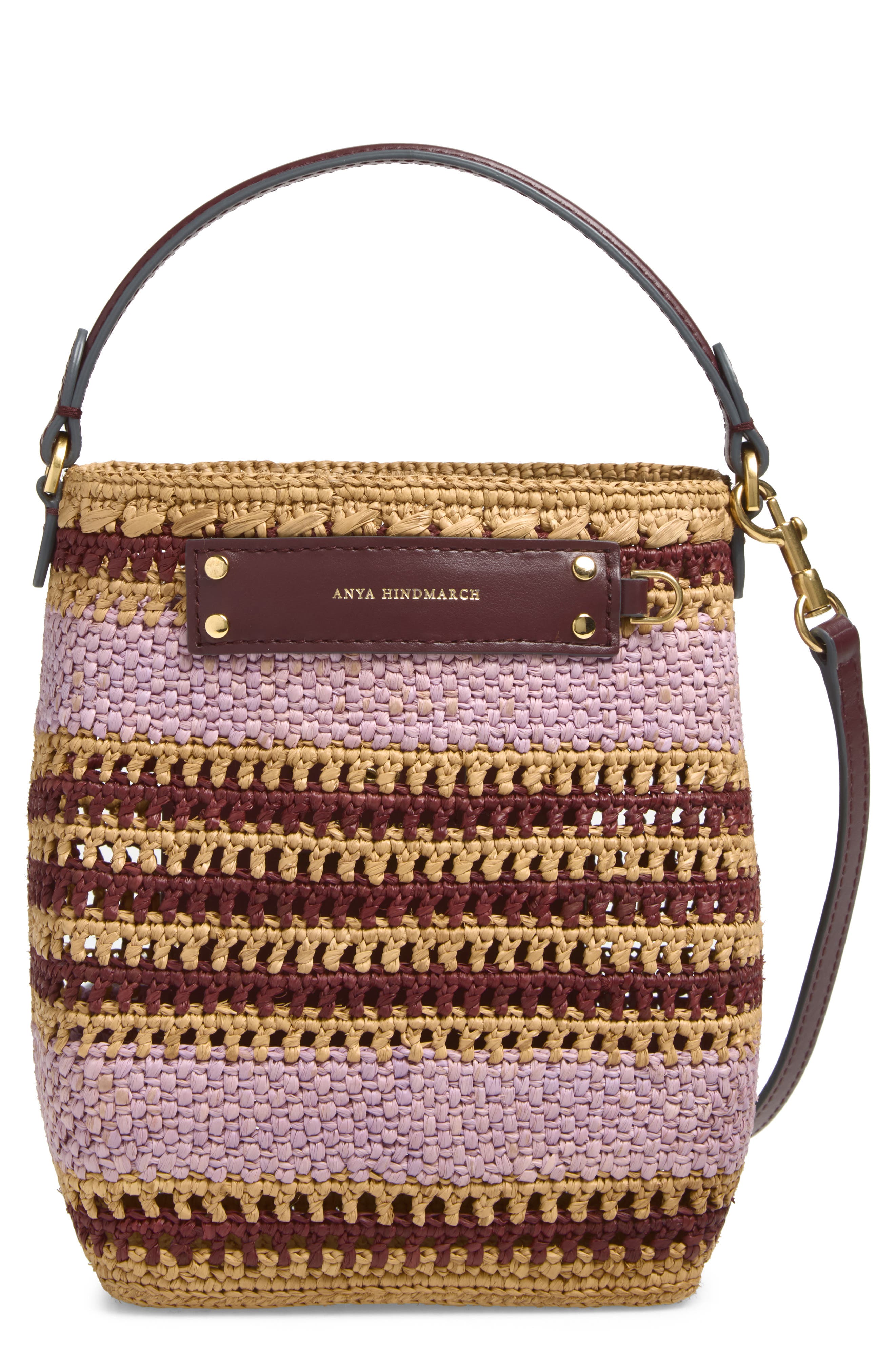 Stripe Raffia Crossbody Bag, Main, color, IRIS