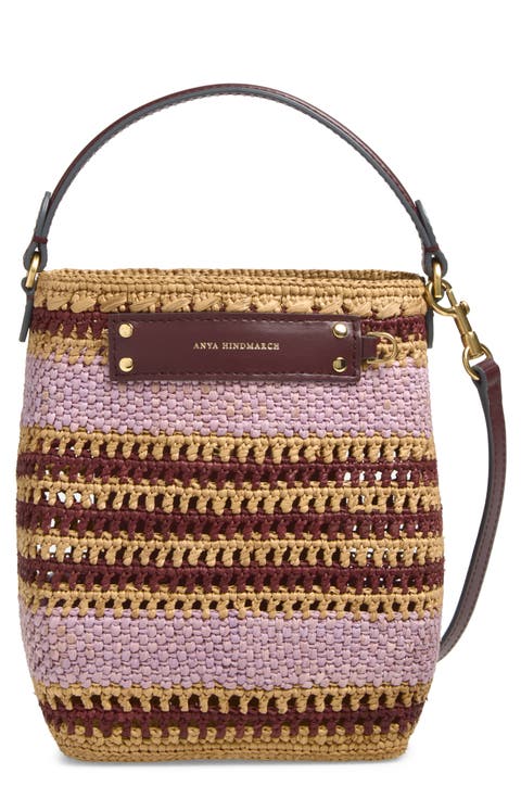 Stripe Raffia Crossbody Bag