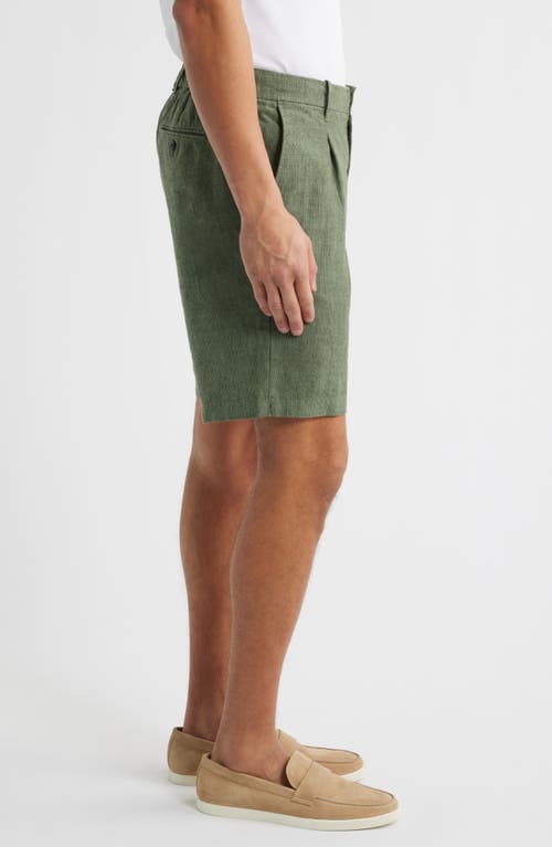 Tommy Bahama Isla Sands Pleated Stripe Linen Blend Shorts In Green