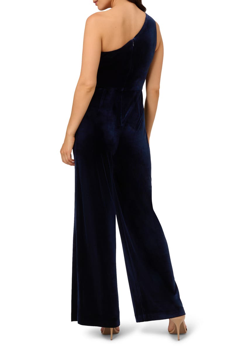 Adrianna Papell One-Shoulder Velvet Jumpsuit, Alternate, color, 