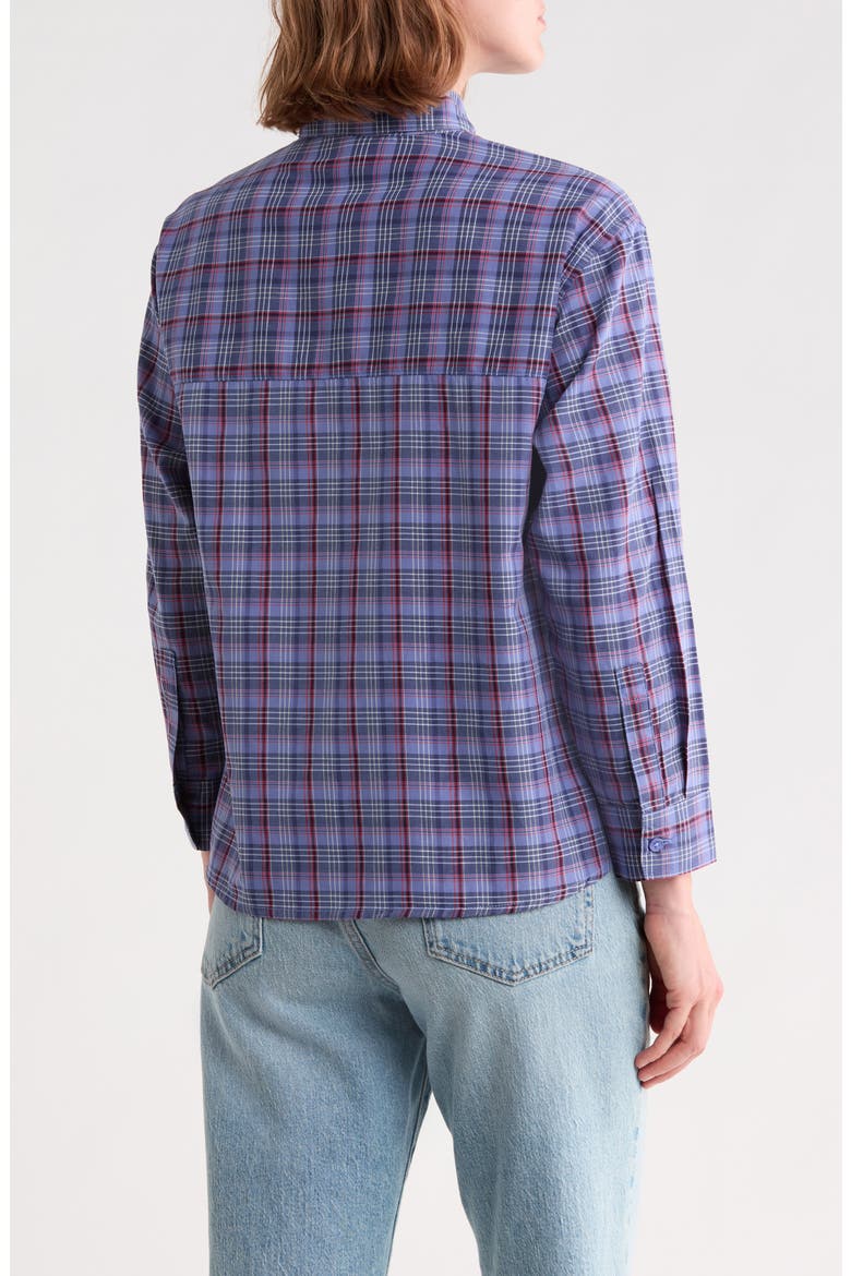 Plaid Tie Neck Shirt, Alternate, color, FROZEN BLUEBERRY