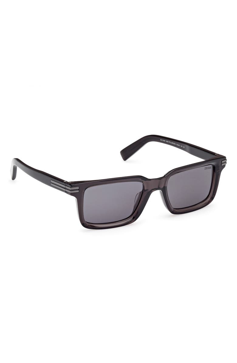 ZEGNA 53mm Rectangular Sunglasses, Alternate, color, Shiny Transparent Dark Grey