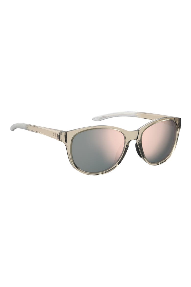 57mm Mirrored Round Sunglasses, Alternate, color, Z/DNUBEIGE