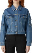 bebe The Cargo Crop Denim Jacket