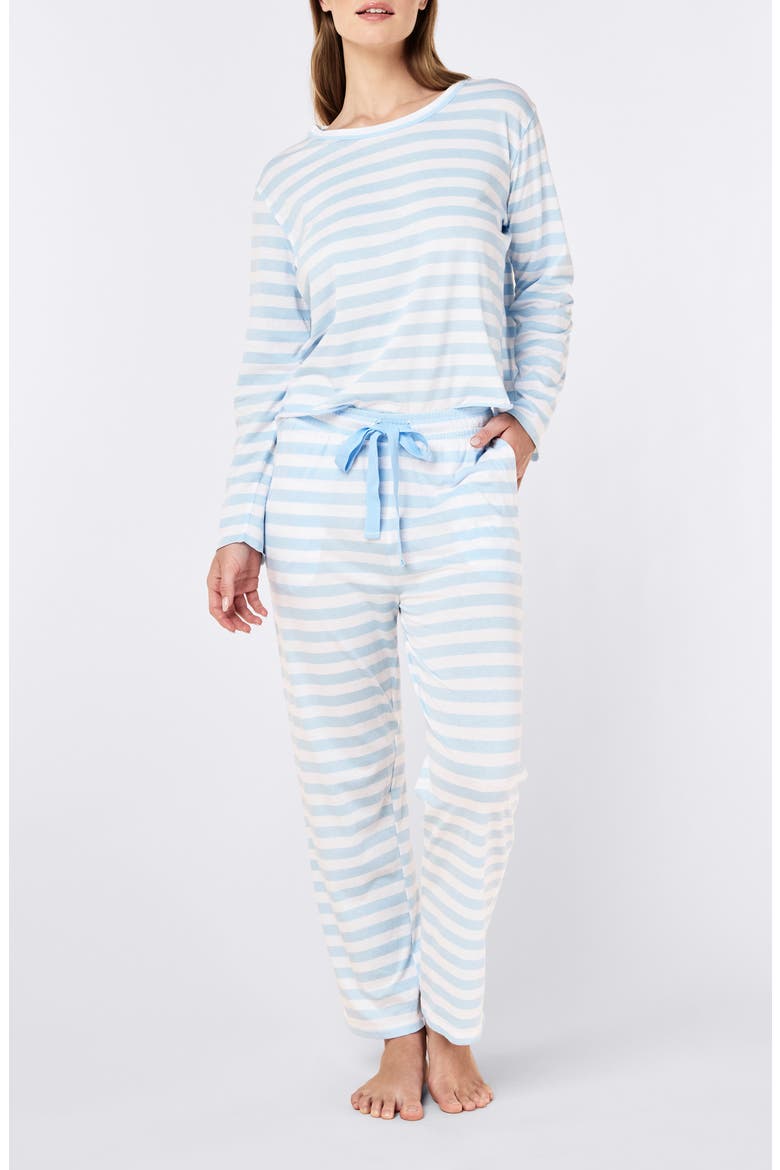 Jada Stripe Organic Cotton Pajamas, Main, color, CLEAR SKY/ WHITE STRIPE