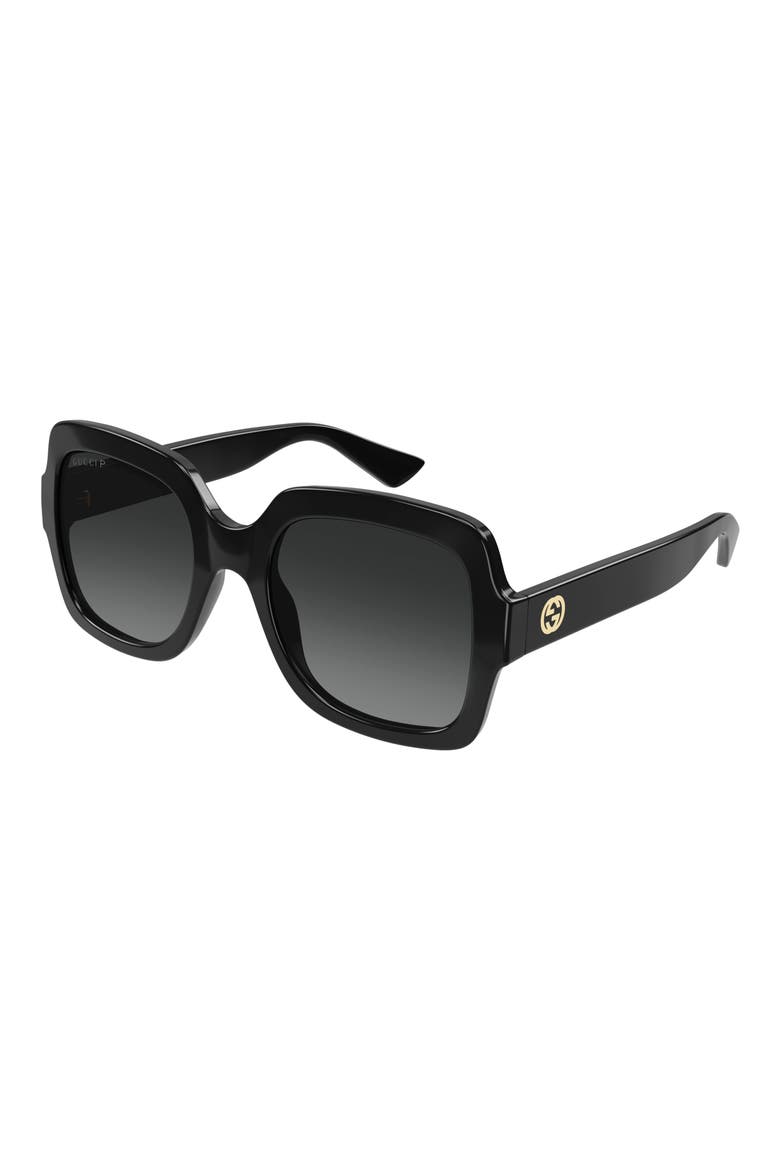 54mm Polarized Square Sunglasses, Alternate, color, BLACK