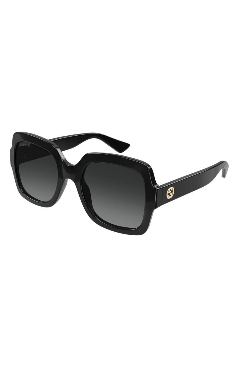 Gucci 54mm Polarized Square Sunglasses, Alternate, color, Black