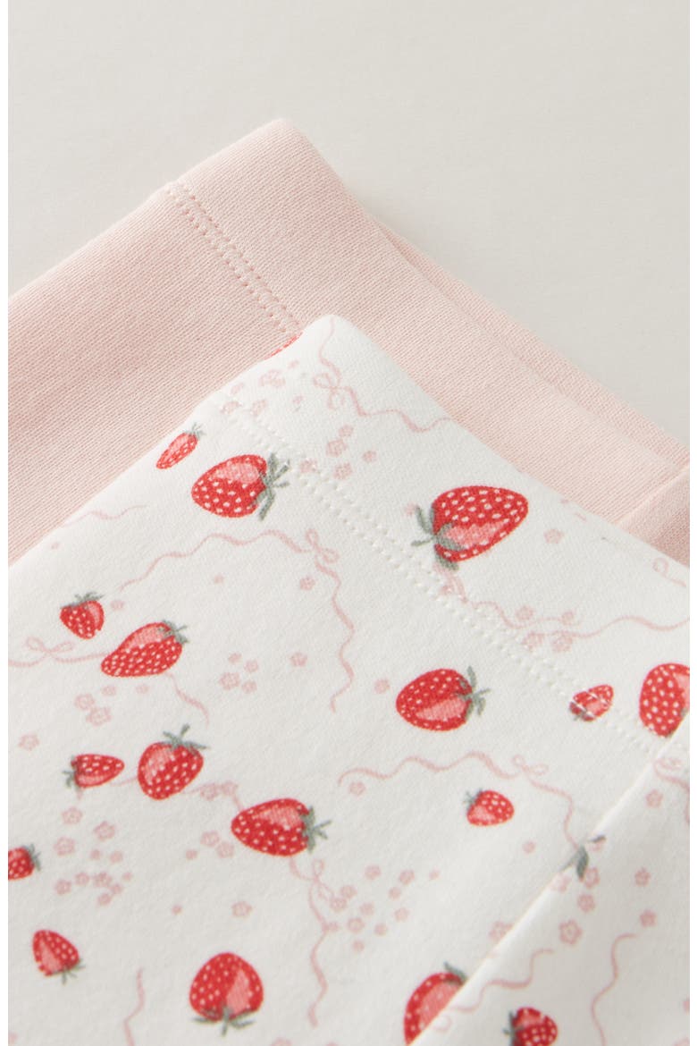 Assorted 2-Pack Cotton Leggings, Alternate, color, IVORY STRAWBERRY-PINK PACK
