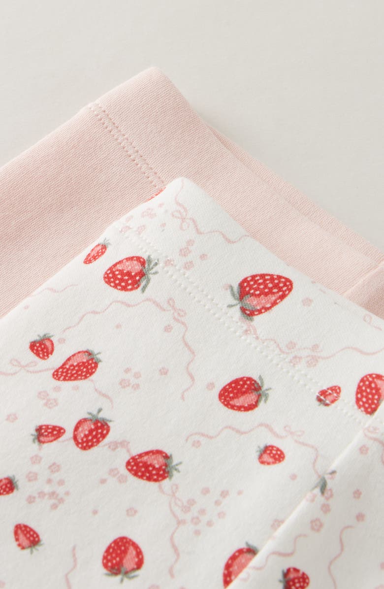 Nordstrom Assorted 2-Pack Cotton Leggings, Alternate, color, Ivory Strawberry-Pink Pack