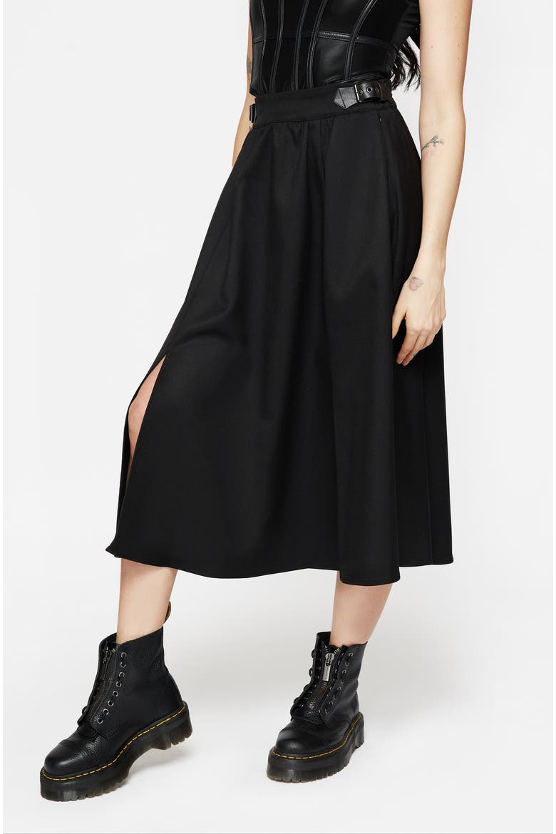 Nightingale Buckled Midi Skirt, Alternate, color, Black