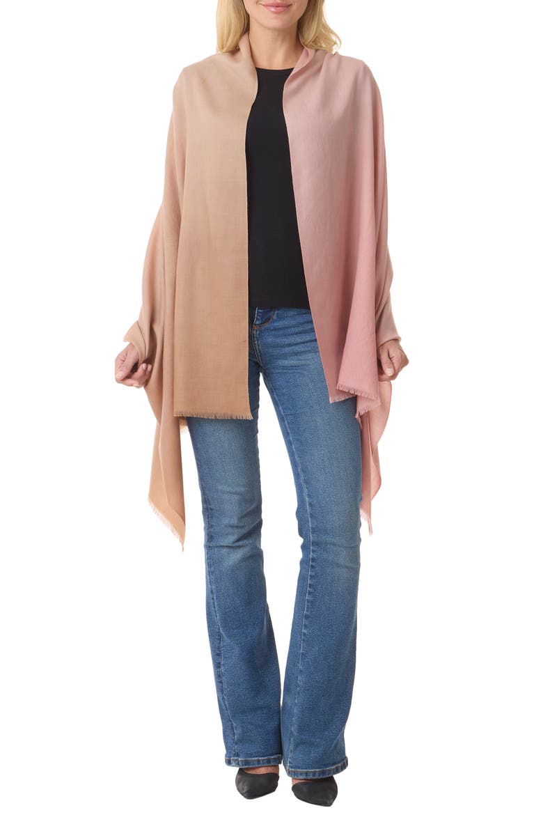 Dip Dye Wool & Cashmere Wrap, Main, color, MAUVE ROSE/MINK