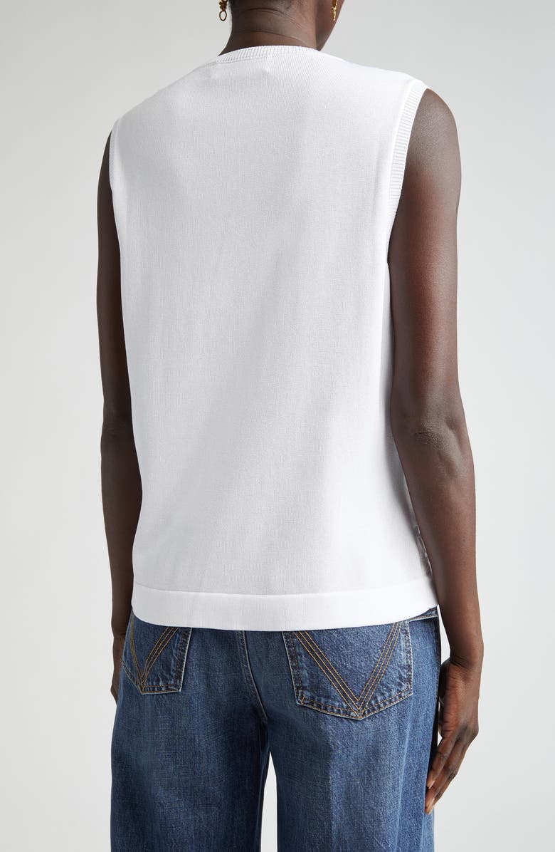 Oscar de la Renta Orchid Threadwork Sleeveless Sweater, Alternate, color, 