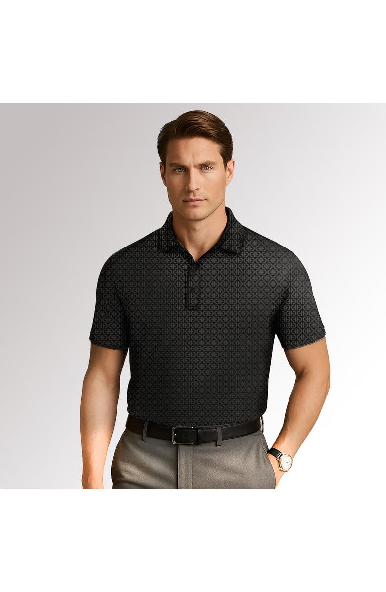Cole Haan Golf Apparel Iconic Polo, Main, color, Jet Black Ch Print