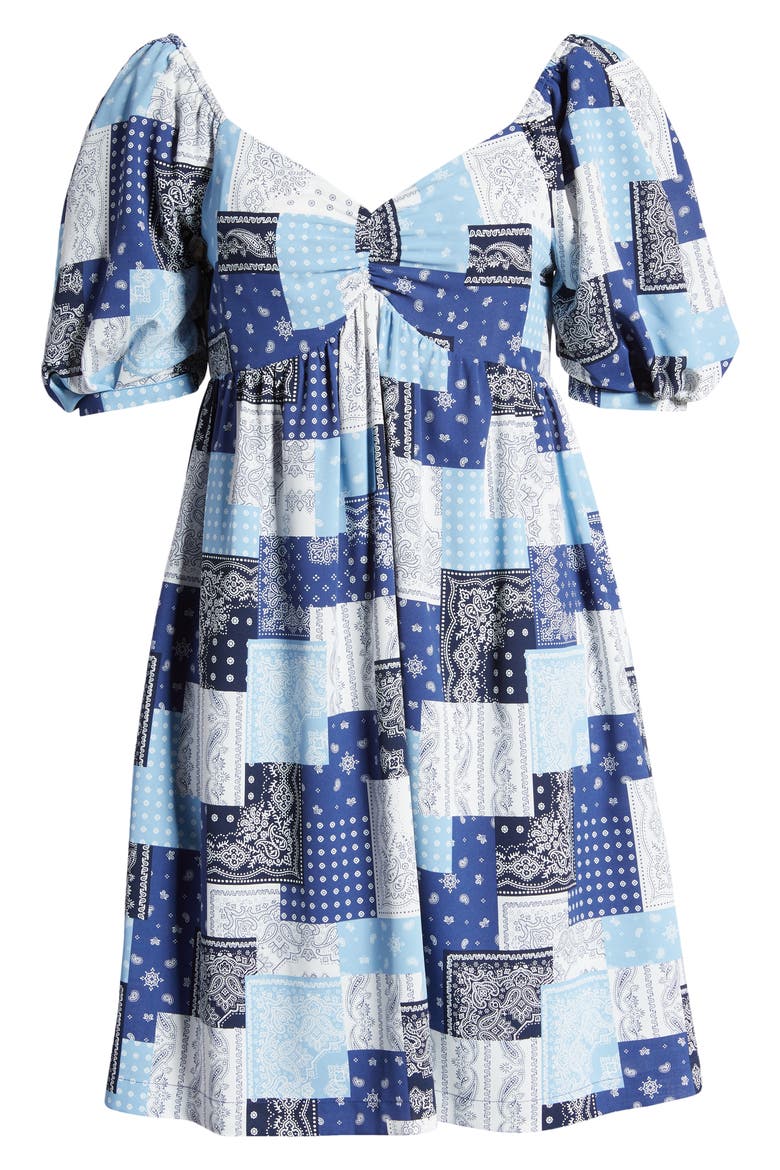 Patchwork Babydoll Dress, Alternate, color, BLUE MULTI