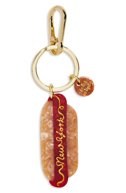 Solar Eclipse Hand Painted New York Hot Dog Key Chain Bag Charm In Brown