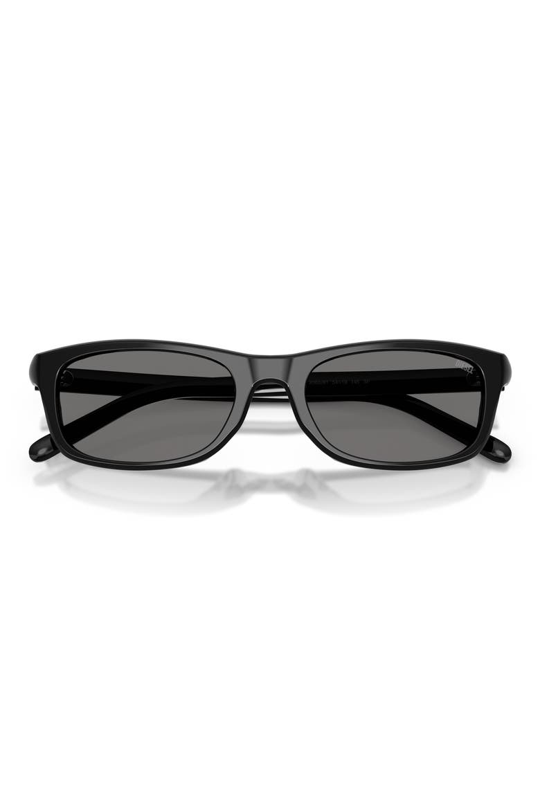 54mm Polarized Rectangular Sunglasses, Alternate, color, SOLID BLACK / DARK GREY POLAR
