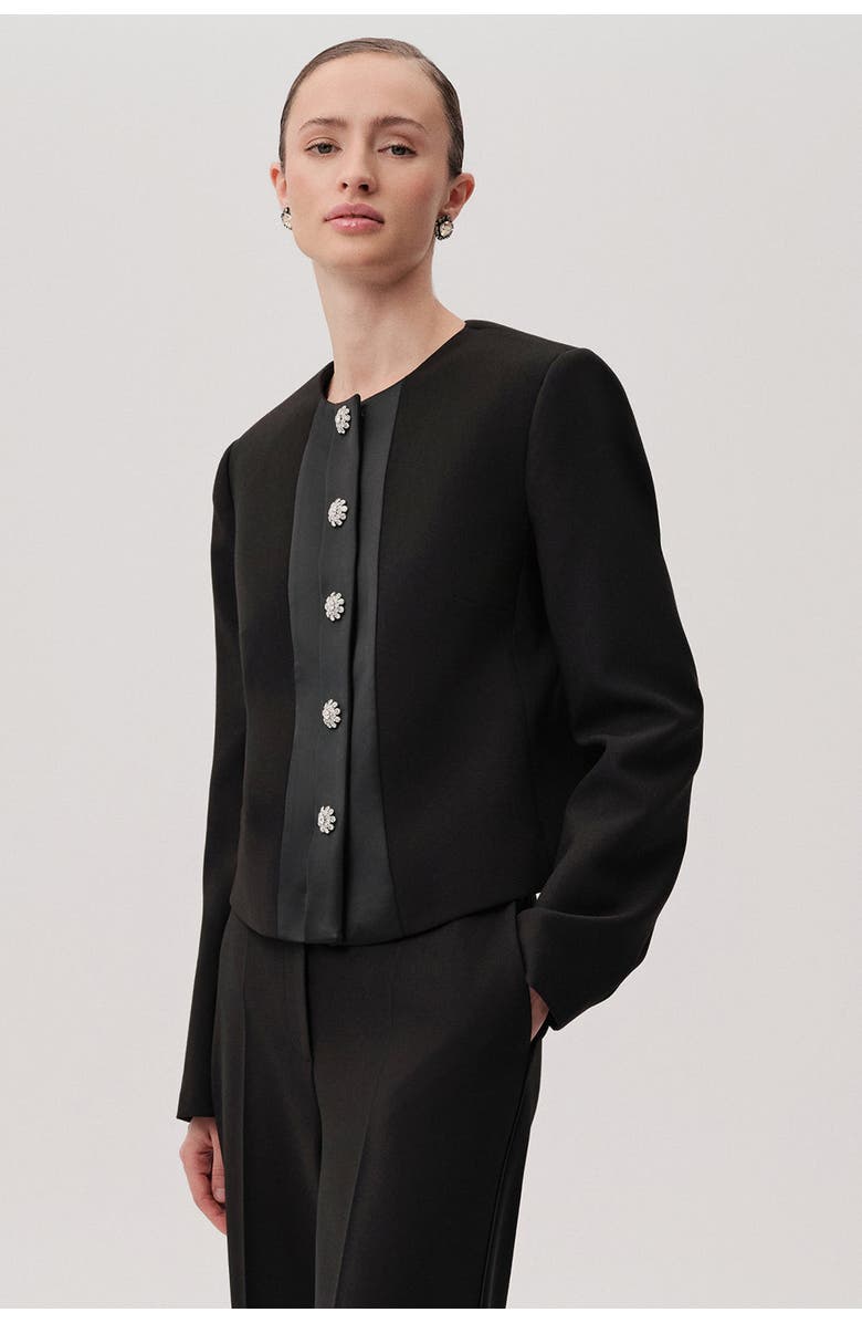 Exquise Aster Structured Jacket, Alternate, color, Black