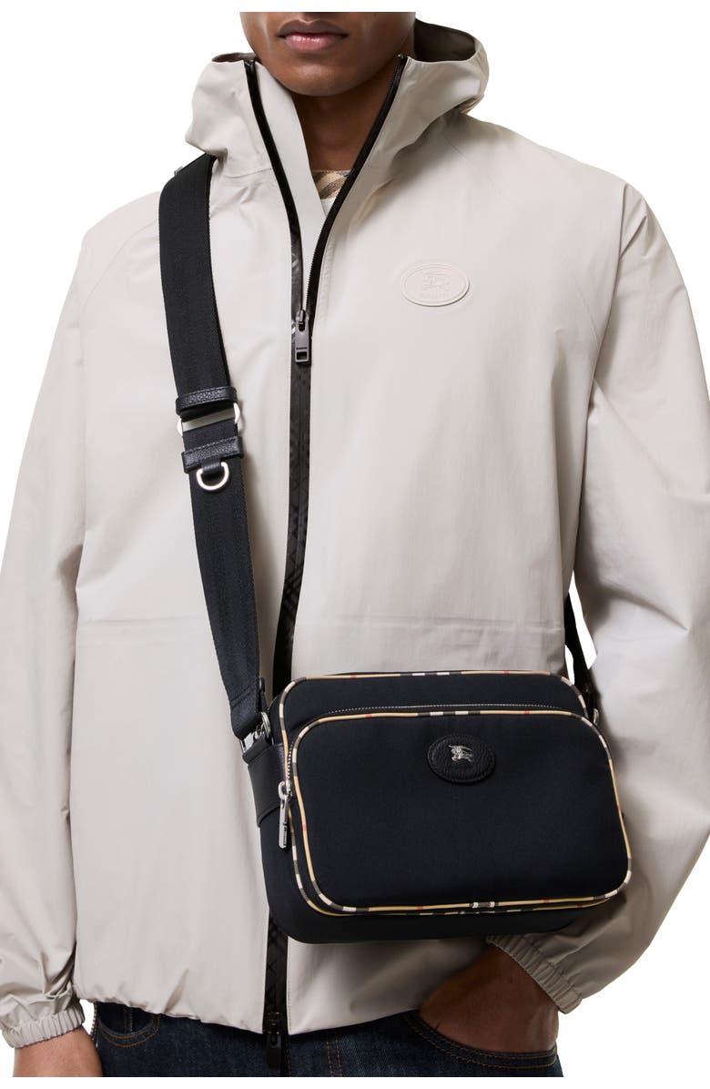Burberry Check Trim Crossbody Bag, Alternate, color, Black