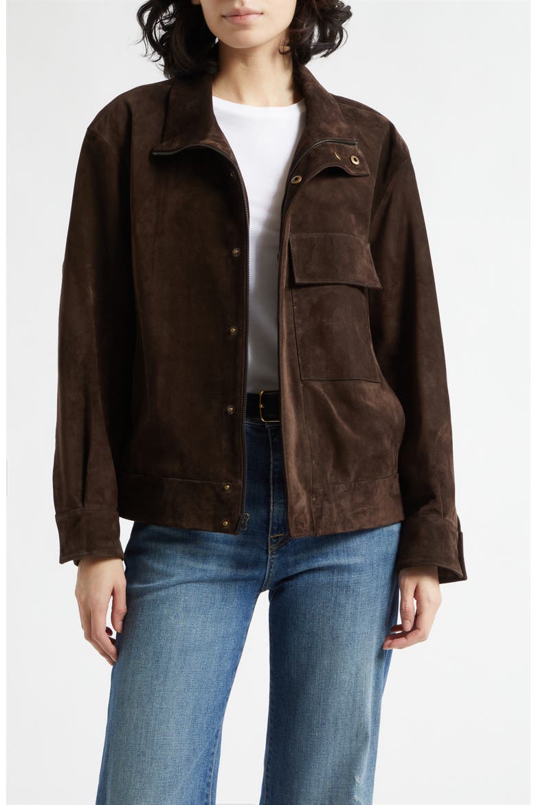 Cirque Suede Jacket, Main, color, CHOCOLATE BROWN