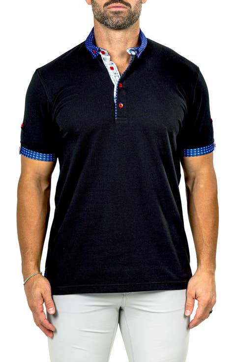 Newton Marthyr0023 Black Button-Down Piqué Polo