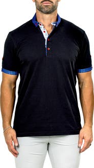 Maceoo Newton Marthyr0023 Black Button-Down Piqué Polo