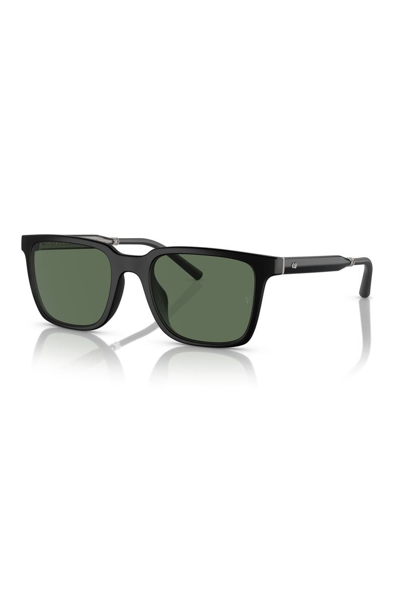 x Roger Federer Mr. Federer 52mm Polarized Rectangular Sunglasses, Alternate, color, SEMI-MATTE BLACK / G-15 POLAR