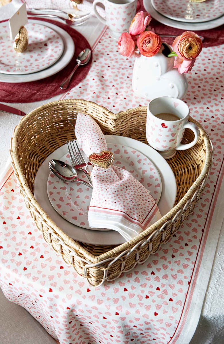 Juliska Provence Rattan Heart Tray, Alternate, color, Whitewash