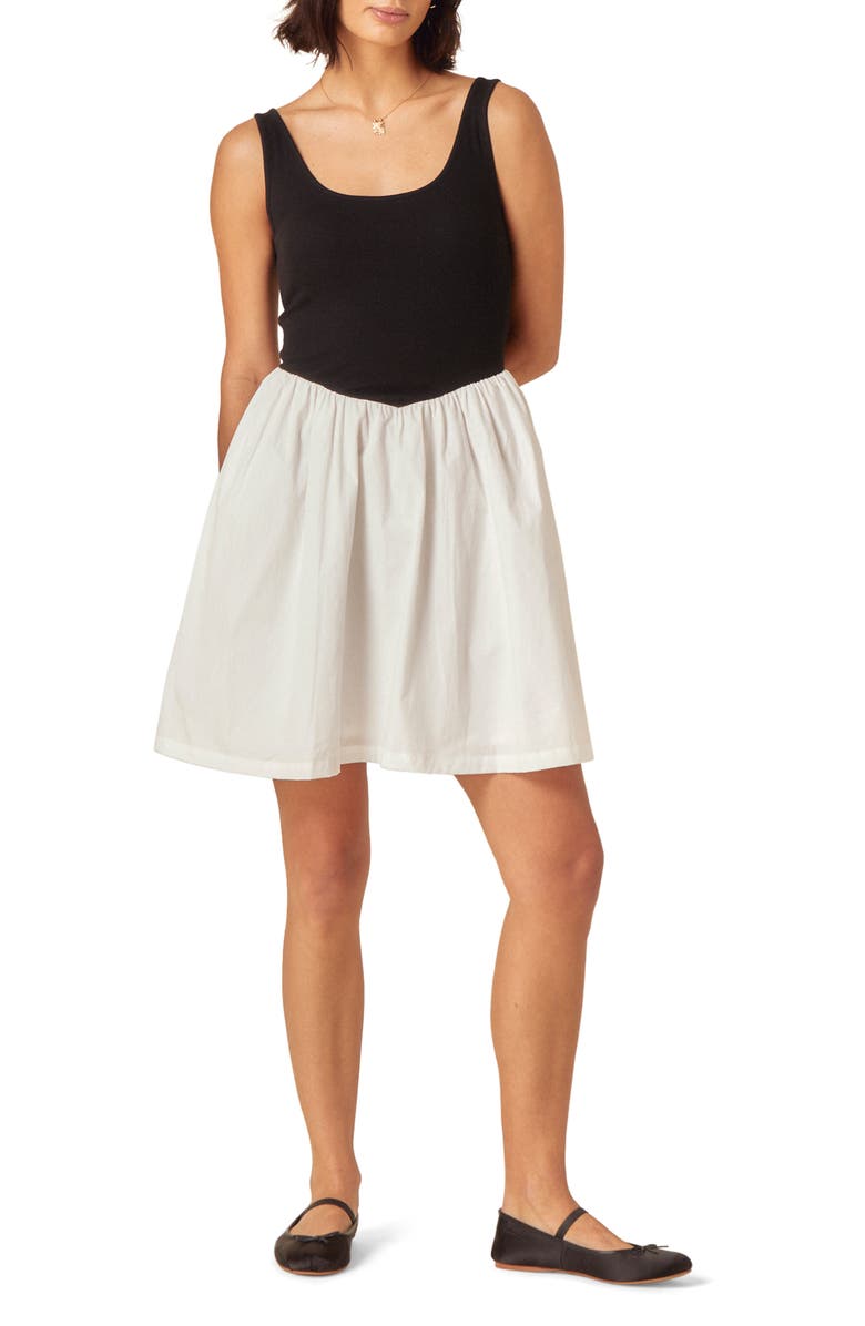 Nobody's Child Mixed Media Tank Minidress, Main, color, Black/ White