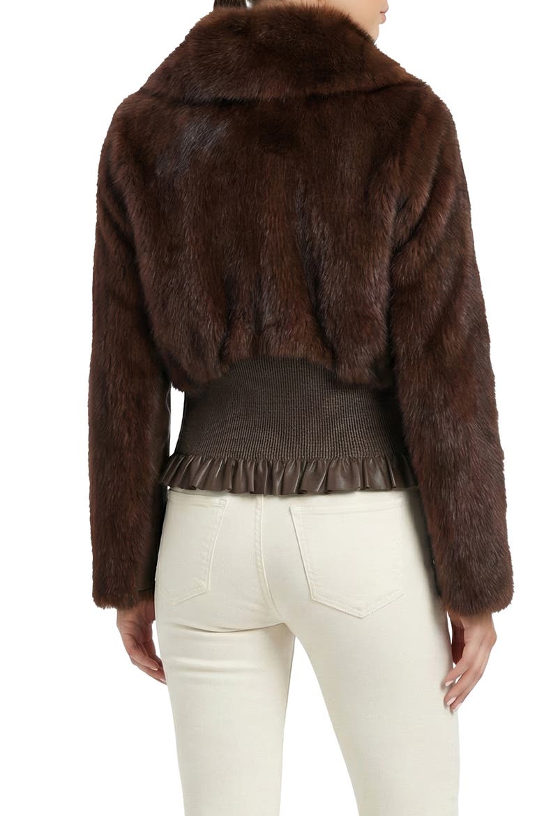 Fur-Free Sable (Faux Fur) Zip Jacket, Wing Collar, Alternate, color, DARK BROWN