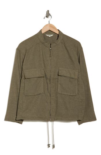 Max Studio Space Dye Utility Jacket In Olive