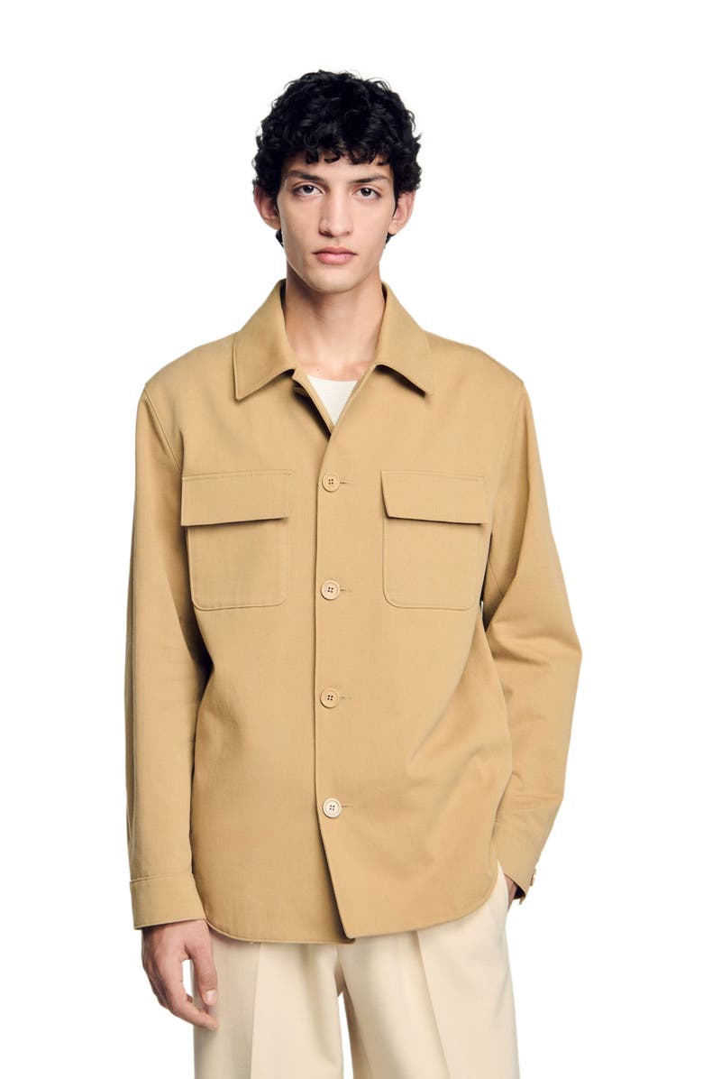 SANDRO Oversized shirt with pockets, Alternate, color, Sand.