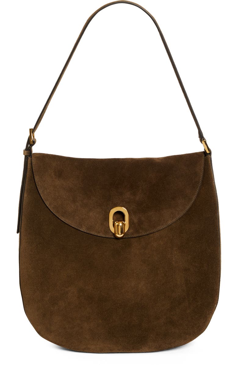 SAVETTE Tondo Suede Hobo Bag, Main, color,
