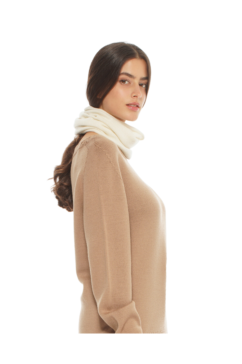 Pure Cashmere Knit Collar Infinity Scarf, Alternate, color, Milk White