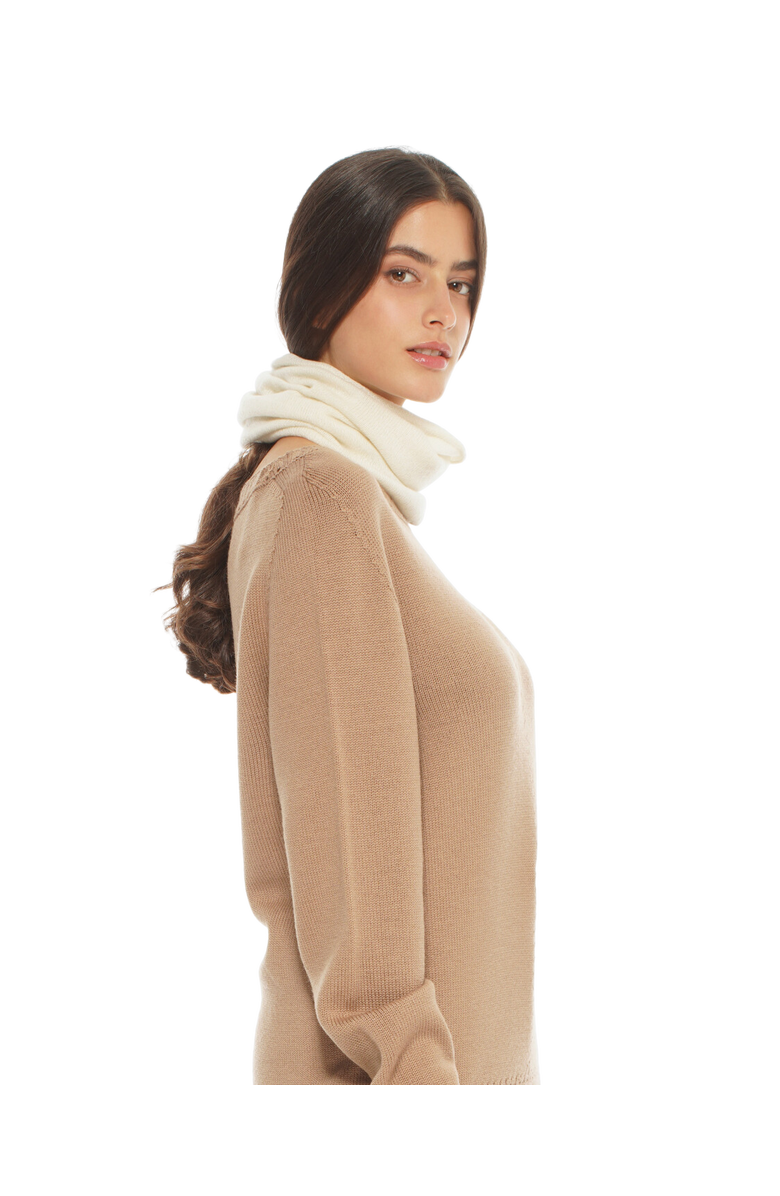 Monticelli Cashmere Pure Cashmere Knit Collar Scarf, Alternate, color, Milk White